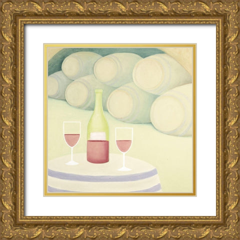 Rose Wine Gold Ornate Wood Framed Art Print with Double Matting by Unknown