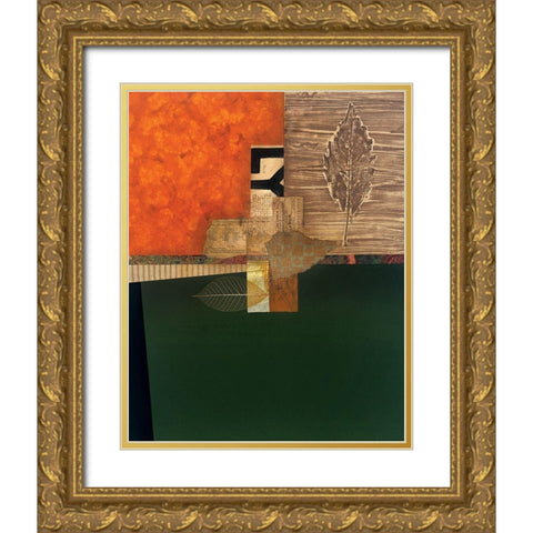 Golden Leaf I Gold Ornate Wood Framed Art Print with Double Matting by Unknown