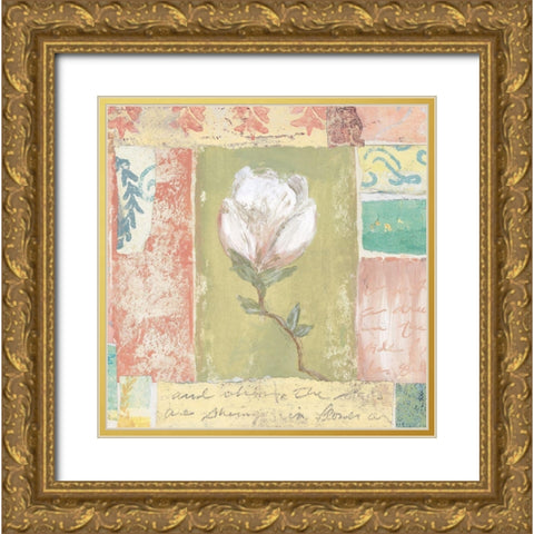 Floral Watercolor Collage I Gold Ornate Wood Framed Art Print with Double Matting by Unknown