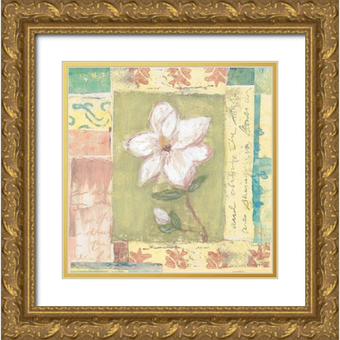 Floral Watercolor Collage II Gold Ornate Wood Framed Art Print with Double Matting by Unknown