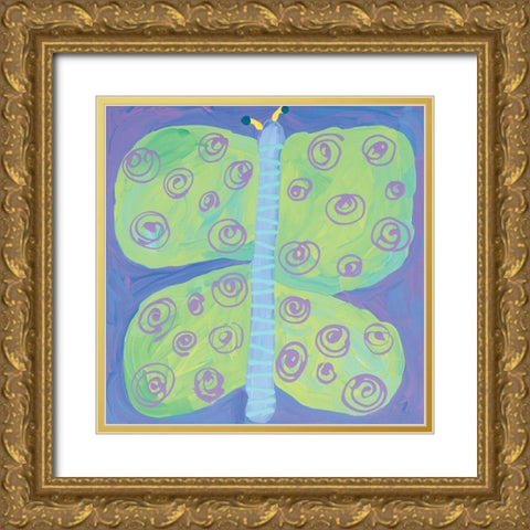 Butterfly Gold Ornate Wood Framed Art Print with Double Matting by Unknown