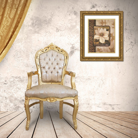 White Orchid Gold Ornate Wood Framed Art Print with Double Matting by Unknown