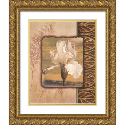 White Iris Gold Ornate Wood Framed Art Print with Double Matting by Unknown
