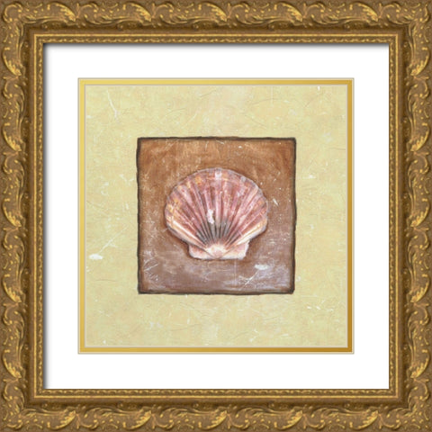 Sea Shell Gold Ornate Wood Framed Art Print with Double Matting by Unknown