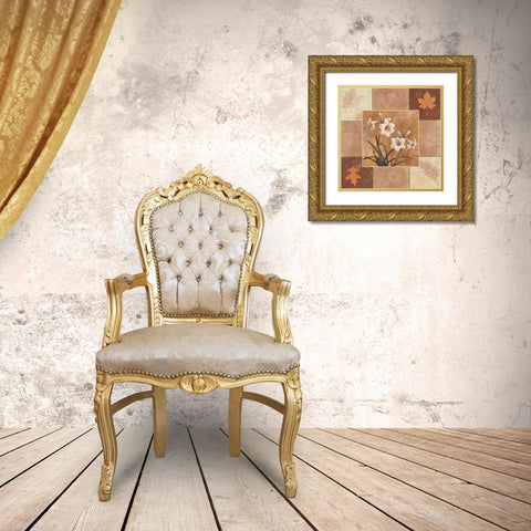 White Orchid Gold Ornate Wood Framed Art Print with Double Matting by Unknown