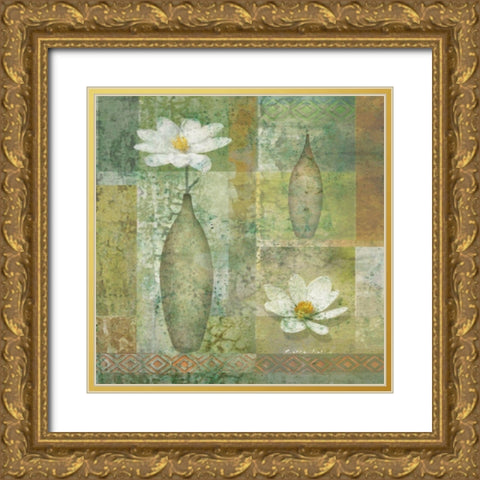 Vase Collage II Gold Ornate Wood Framed Art Print with Double Matting by Unknown