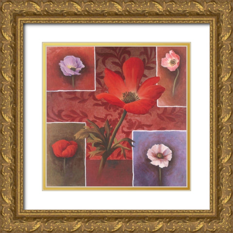 Red Tulip I Gold Ornate Wood Framed Art Print with Double Matting by Unknown