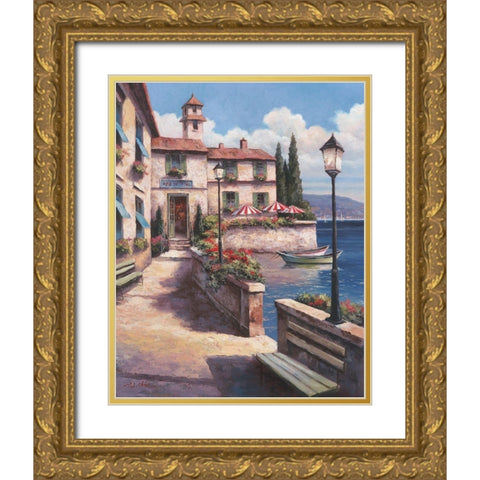 Mediterranean Villa I Gold Ornate Wood Framed Art Print with Double Matting by Unknown