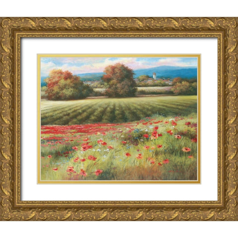 Pields of Provence II Gold Ornate Wood Framed Art Print with Double Matting by Unknown