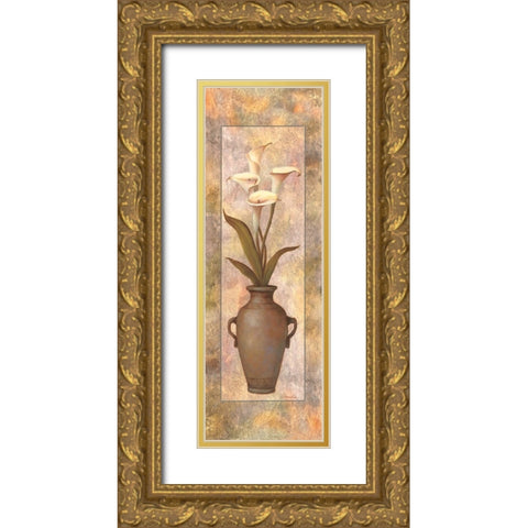 Potted Calla Lily Gold Ornate Wood Framed Art Print with Double Matting by Unknown
