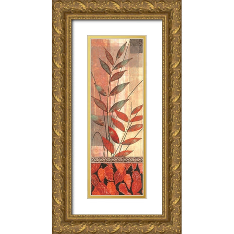 Feuille Panel I Gold Ornate Wood Framed Art Print with Double Matting by Unknown
