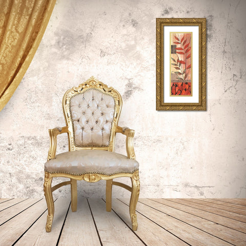 Feuille Panel II Gold Ornate Wood Framed Art Print with Double Matting by Unknown