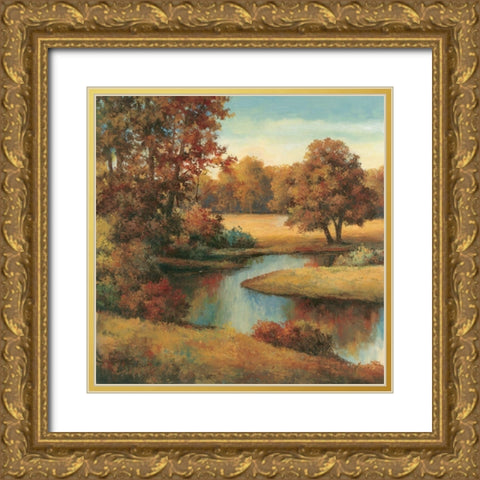Lakeside Serenity I Gold Ornate Wood Framed Art Print with Double Matting by Unknown