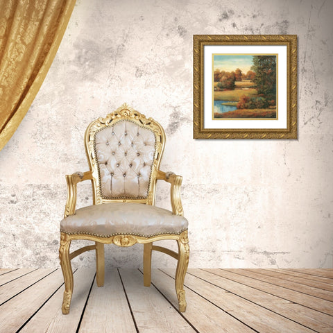 Lakeside Serenity II Gold Ornate Wood Framed Art Print with Double Matting by Unknown