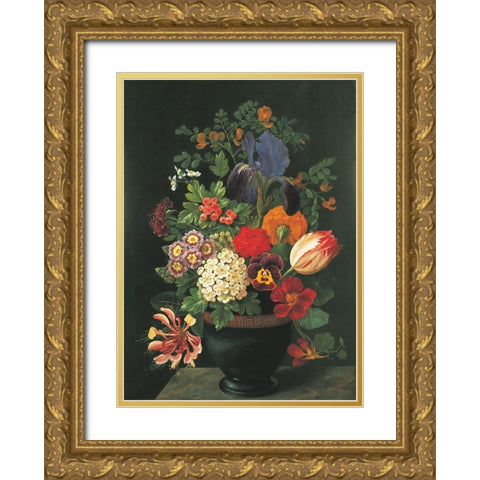 Dark Floral Gold Ornate Wood Framed Art Print with Double Matting by Unknown