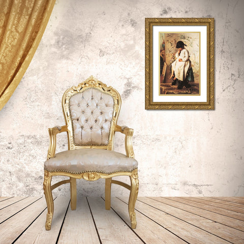 Waiting Gold Ornate Wood Framed Art Print with Double Matting by Unknown
