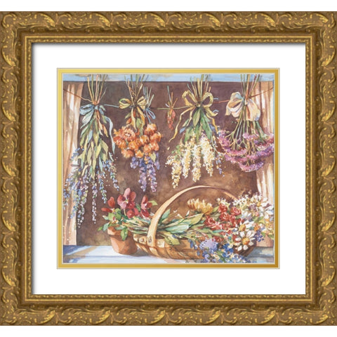Window of Herbs II Gold Ornate Wood Framed Art Print with Double Matting by Unknown