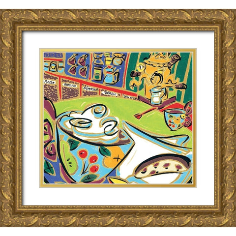 Cafe II Gold Ornate Wood Framed Art Print with Double Matting by Unknown
