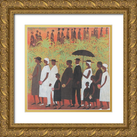 Black Procession Gold Ornate Wood Framed Art Print with Double Matting by Unknown