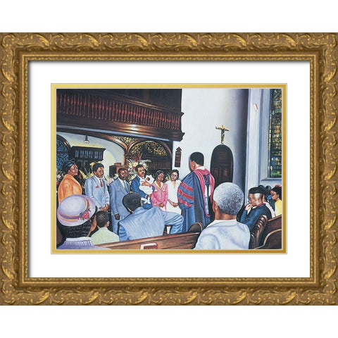 Black Baptism Gold Ornate Wood Framed Art Print with Double Matting by Unknown