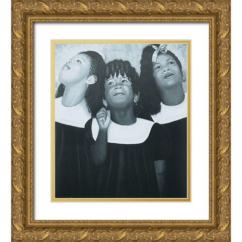 Choir Girls Gold Ornate Wood Framed Art Print with Double Matting by Unknown