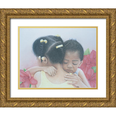 Mamas Shoulder Gold Ornate Wood Framed Art Print with Double Matting by Unknown