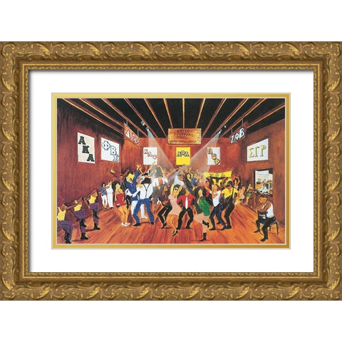 Frat Party Gold Ornate Wood Framed Art Print with Double Matting by Unknown