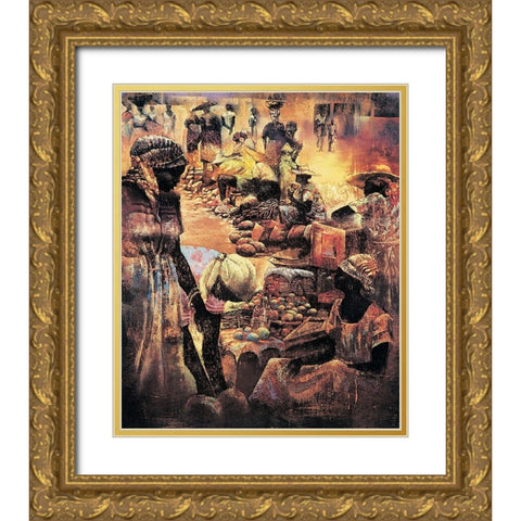 Market Bargains Gold Ornate Wood Framed Art Print with Double Matting by Unknown