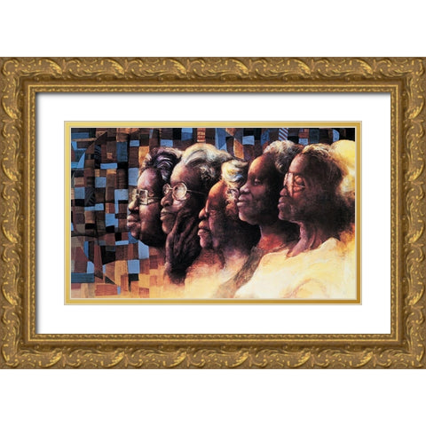 Grandmothers Gold Ornate Wood Framed Art Print with Double Matting by Unknown