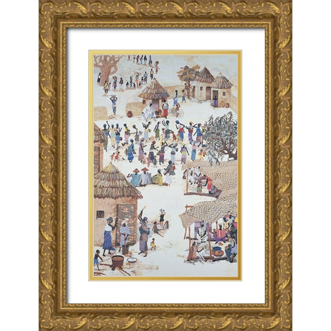 The Village Gold Ornate Wood Framed Art Print with Double Matting by Unknown