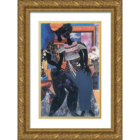 Dancin Duo Gold Ornate Wood Framed Art Print with Double Matting by Unknown