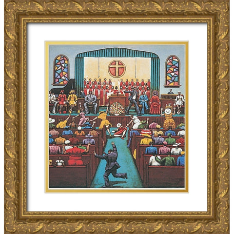 Revival Gold Ornate Wood Framed Art Print with Double Matting by Unknown