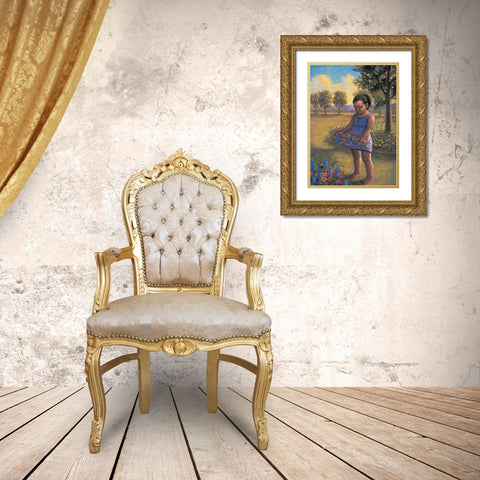 Skirt of Flowers Gold Ornate Wood Framed Art Print with Double Matting by Unknown