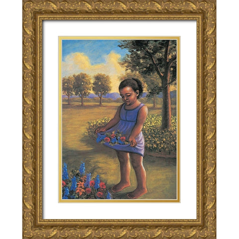 Skirt of Flowers Gold Ornate Wood Framed Art Print with Double Matting by Unknown