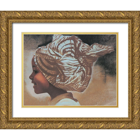 Happy Girl II Gold Ornate Wood Framed Art Print with Double Matting by Unknown