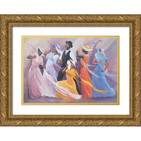 Showtime Gold Ornate Wood Framed Art Print with Double Matting by Unknown