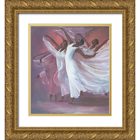 Dance Ensemble Gold Ornate Wood Framed Art Print with Double Matting by Unknown