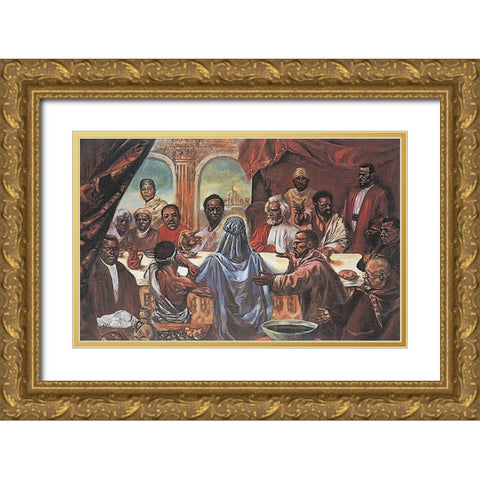 Last Supper Gold Ornate Wood Framed Art Print with Double Matting by Unknown