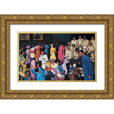 Sunday Service Gold Ornate Wood Framed Art Print with Double Matting by Unknown