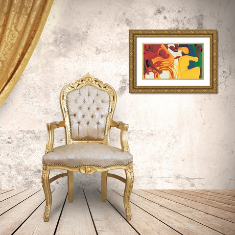 Play and Dance Gold Ornate Wood Framed Art Print with Double Matting by Unknown