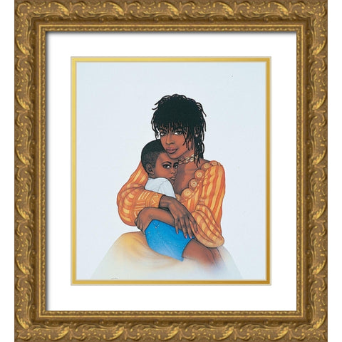 Little Mikey Gold Ornate Wood Framed Art Print with Double Matting by Unknown