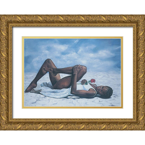 The Rose Gold Ornate Wood Framed Art Print with Double Matting by Unknown
