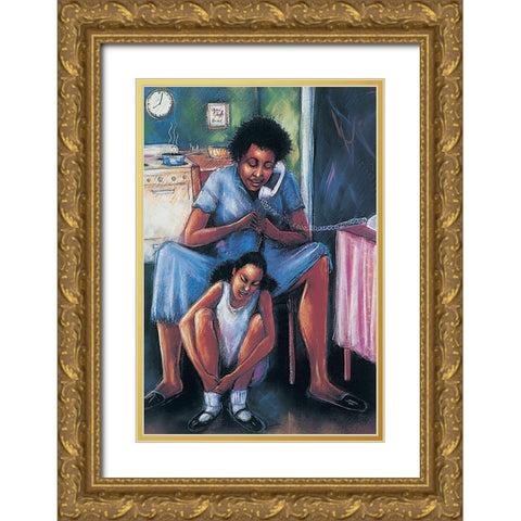 Mamas Girl Gold Ornate Wood Framed Art Print with Double Matting by Unknown
