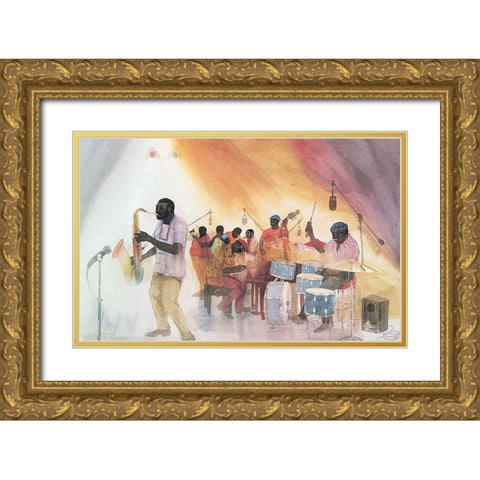 the Band Gold Ornate Wood Framed Art Print with Double Matting by Unknown