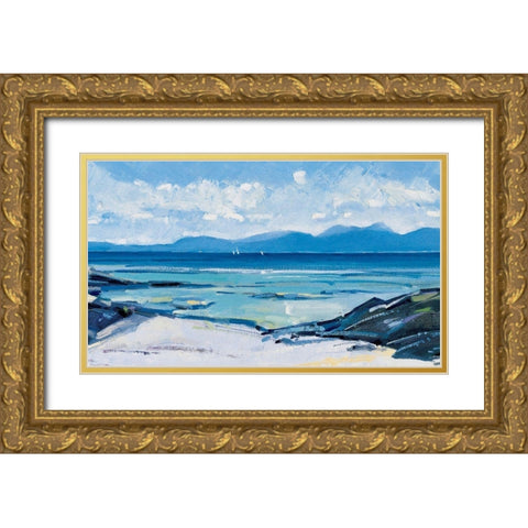 Seashore Gold Ornate Wood Framed Art Print with Double Matting by Unknown