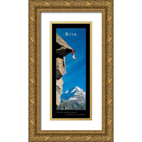 Climber - Risk Gold Ornate Wood Framed Art Print with Double Matting by Unknown
