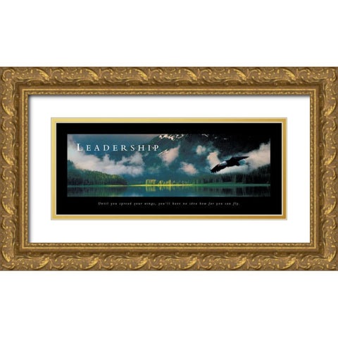 Leadership - Eagle Gold Ornate Wood Framed Art Print with Double Matting by Frontline