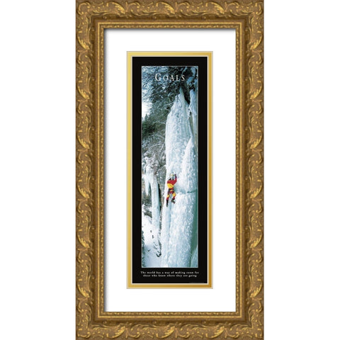 Goals - Ice Climber Gold Ornate Wood Framed Art Print with Double Matting by Frontline
