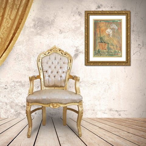 Potted White II Gold Ornate Wood Framed Art Print with Double Matting by Unknown