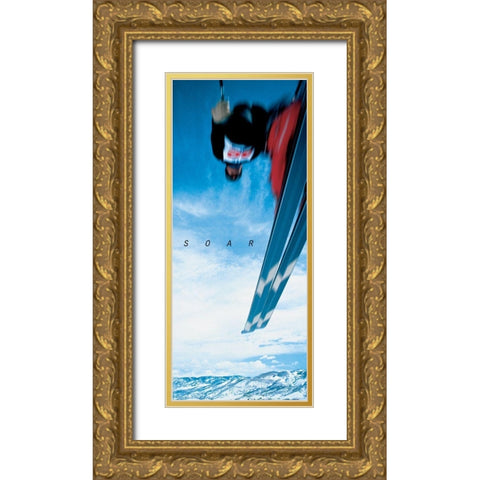 Soar - Skier Gold Ornate Wood Framed Art Print with Double Matting by Frontline